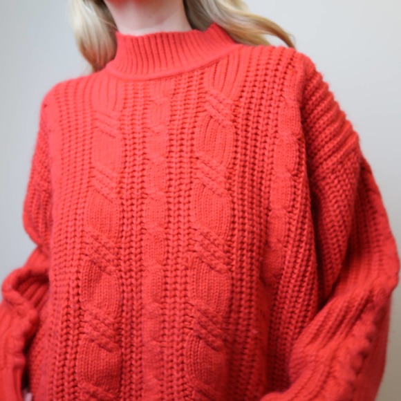 Vintage 90's cherry red knit mockneck sweater - Picture 2 of 6